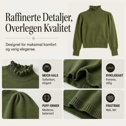 Elegant og koselig strikket topp for kvinner med volangkant