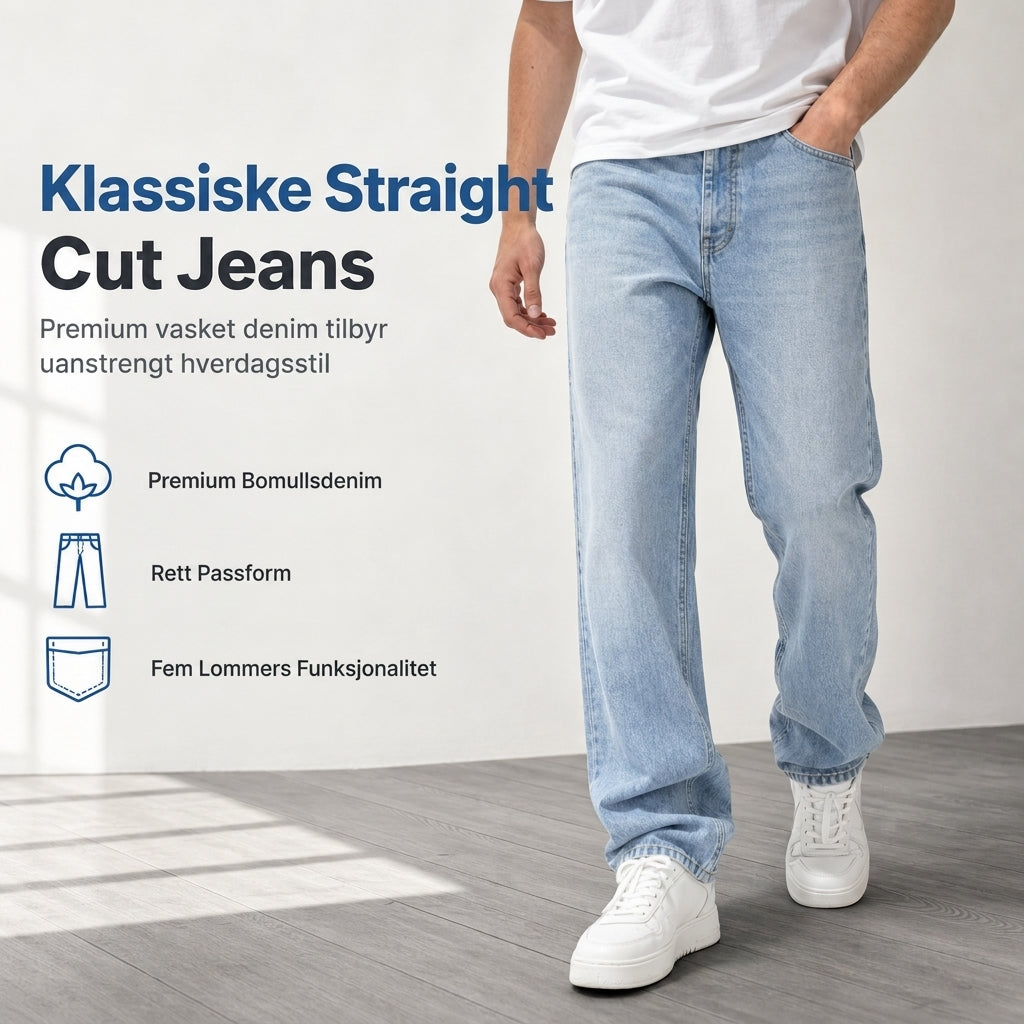 Klassiske rette ben-jeans for menn