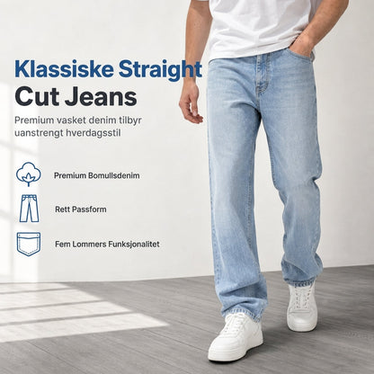 Klassiske rette ben-jeans for menn