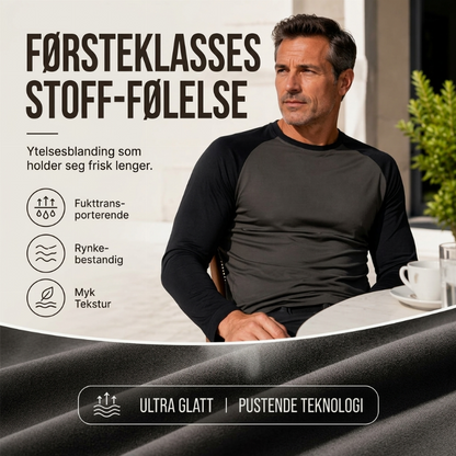 Langermet raglan-T-skjorte for menn med fargeblokkdesign