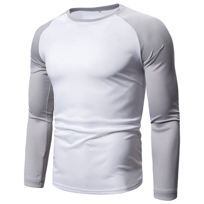 Langermet raglan-T-skjorte for menn med fargeblokkdesign