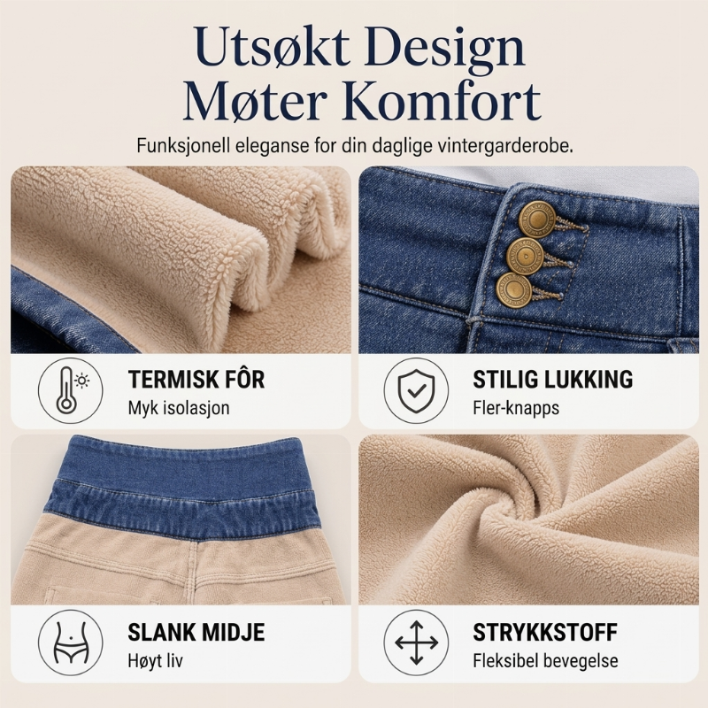 Høytaljede skinny-jeans med varmt fôr til kvinner