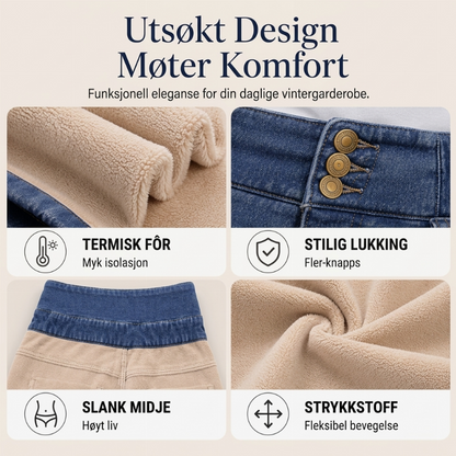 Høytaljede skinny-jeans med varmt fôr til kvinner