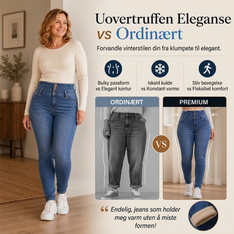 Høytaljede skinny-jeans med varmt fôr til kvinner