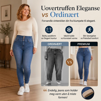 Høytaljede skinny-jeans med varmt fôr til kvinner