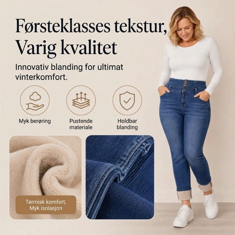 Høytaljede skinny-jeans med varmt fôr til kvinner