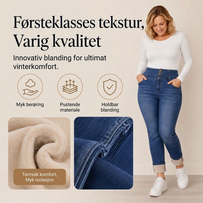 Høytaljede skinny-jeans med varmt fôr til kvinner