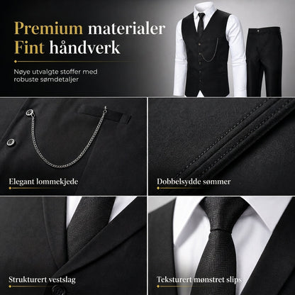 3-delt formelt dressett i slim fit for menn