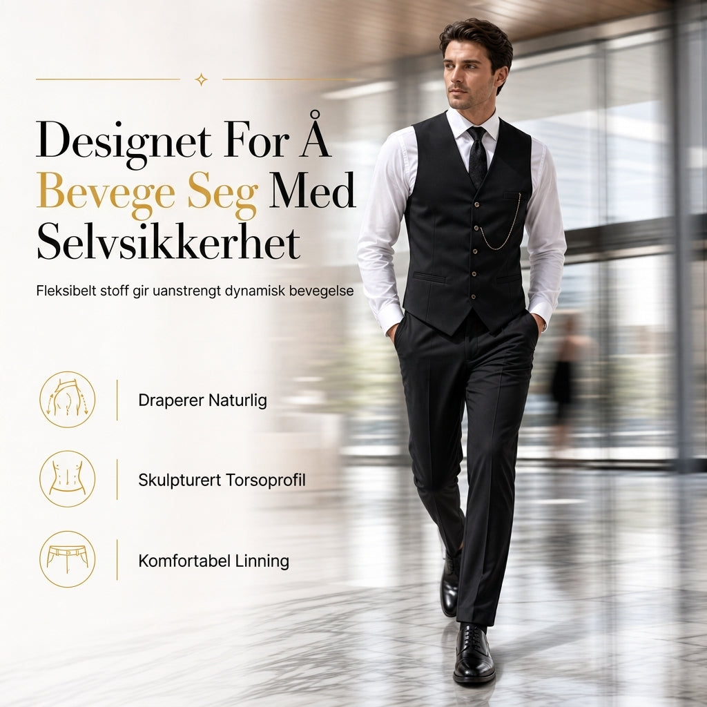 3-delt formelt dressett i slim fit for menn