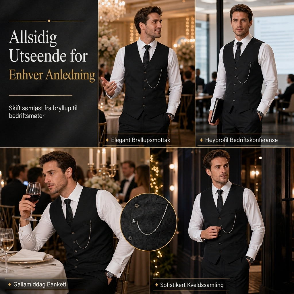 3-delt formelt dressett i slim fit for menn