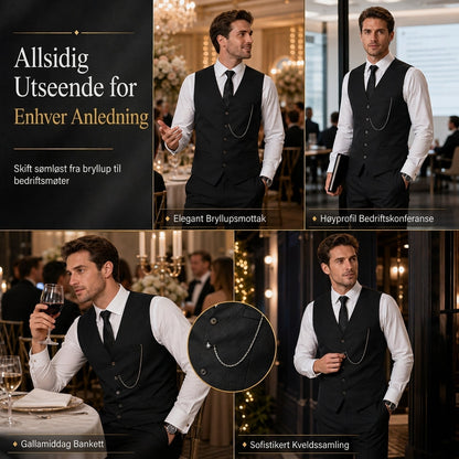 3-delt formelt dressett i slim fit for menn
