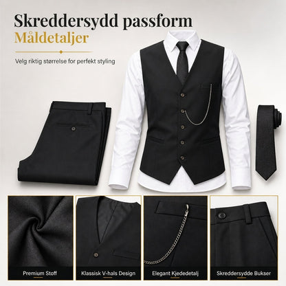 3-delt formelt dressett i slim fit for menn