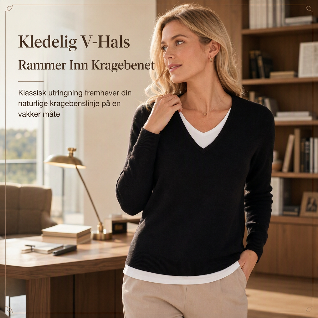 Damelig strikket topp i falsk to-delt design med V-hals