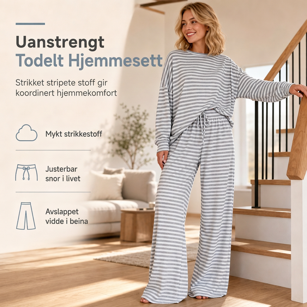 Uformelt stripete sett med topp og bukser for kvinner