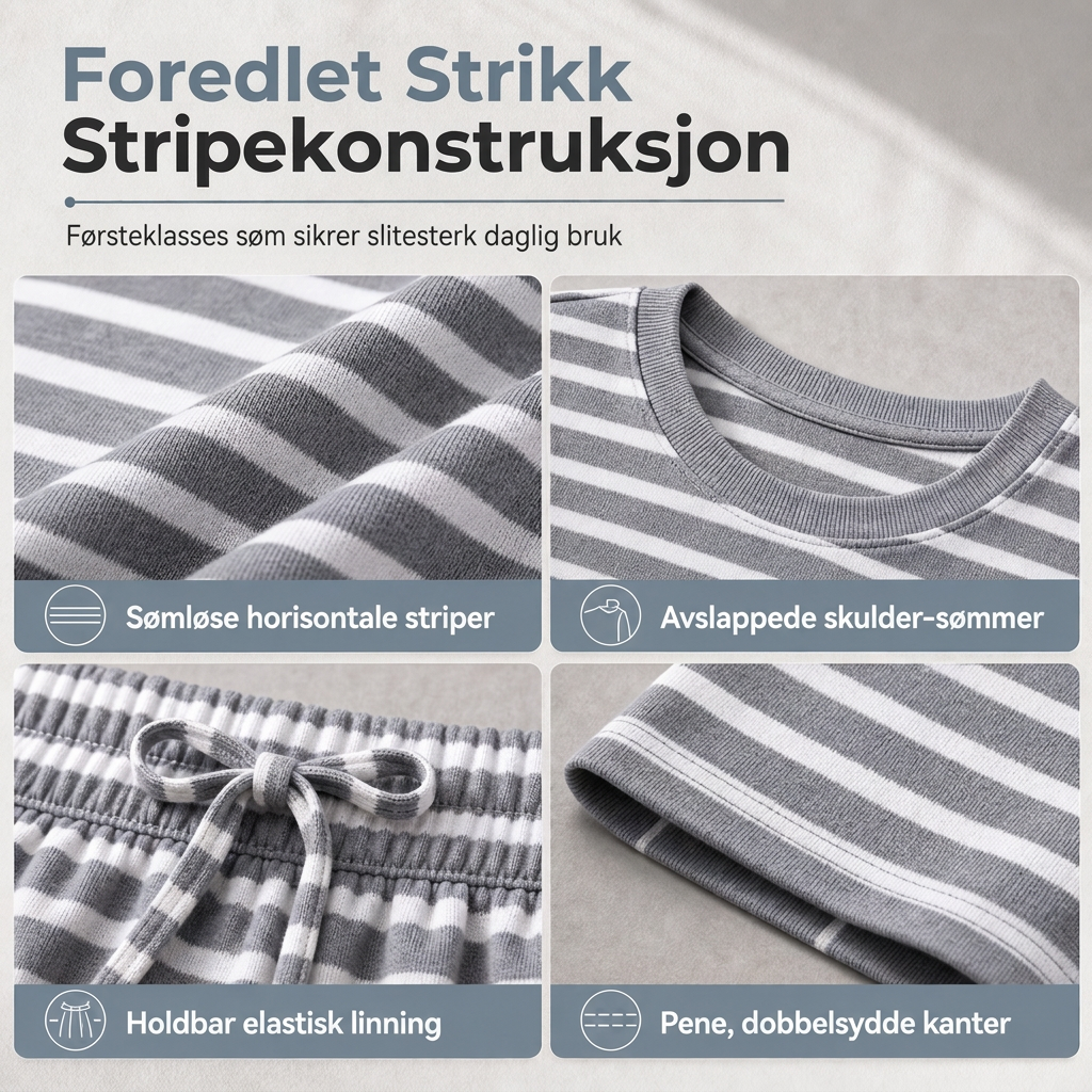 Uformelt stripete sett med topp og bukser for kvinner