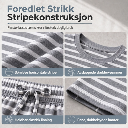 Uformelt stripete sett med topp og bukser for kvinner