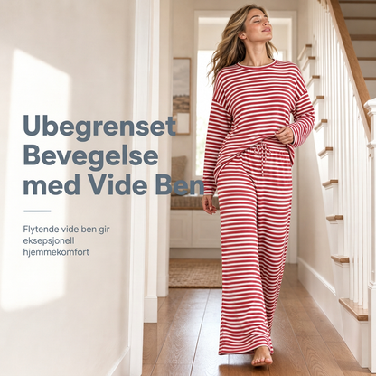 Uformelt stripete sett med topp og bukser for kvinner