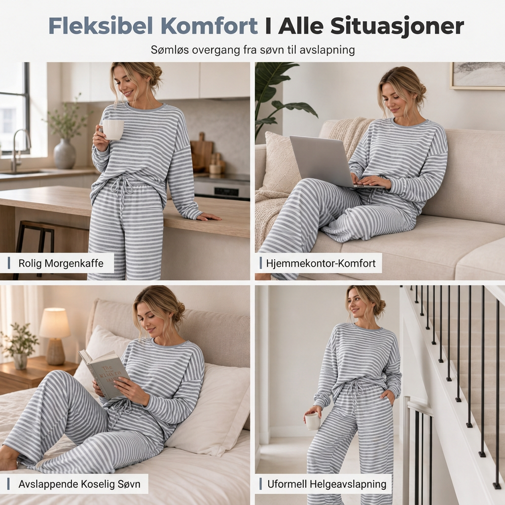 Uformelt stripete sett med topp og bukser for kvinner