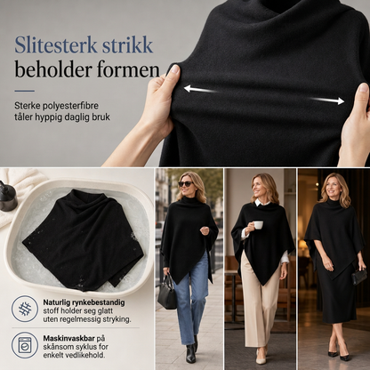 Elegant strikket sjal for kvinner, ensfarget, løs passform, allsidig kappe