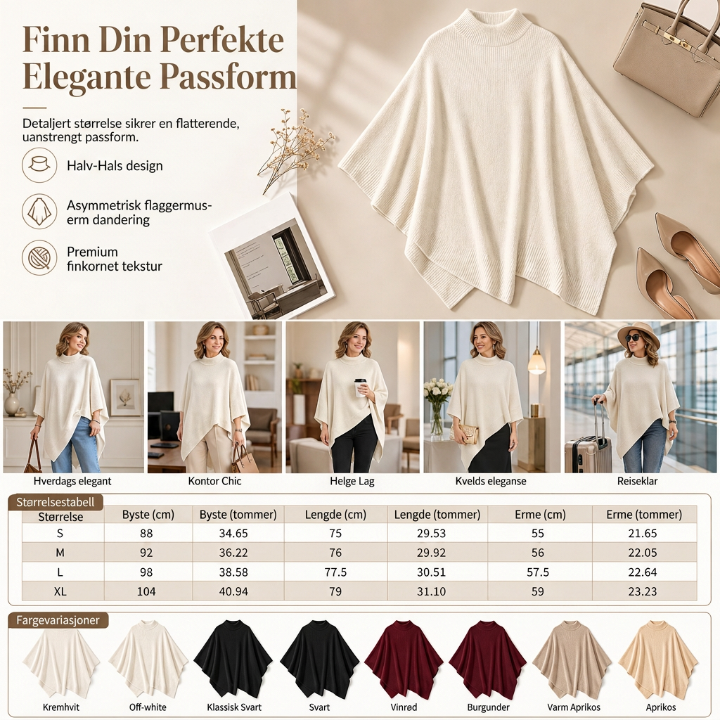 Elegant strikket sjal for kvinner, ensfarget, løs passform, allsidig kappe