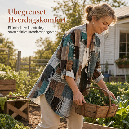 Uformell løstsittende rutete langermet skjorte, pluss størrelse, solbeskyttende yttertøy for vår og høst