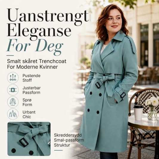 Dobbeltradet trenchcoat i slank passform for kvinner