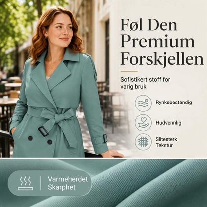 Dobbeltradet trenchcoat i slank passform for kvinner