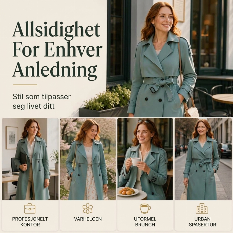 Dobbeltradet trenchcoat i slank passform for kvinner