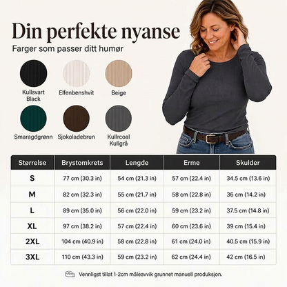 🔥 50% RABATT | Figursydd ribbestrikket topp med rund hals – myk & elastisk
