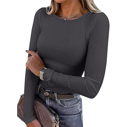 🔥 50% RABATT | Figursydd ribbestrikket topp med rund hals – myk & elastisk
