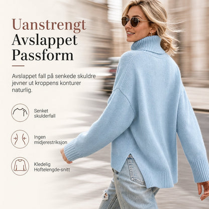 Løst strikket turtleneck-gensere for kvinner