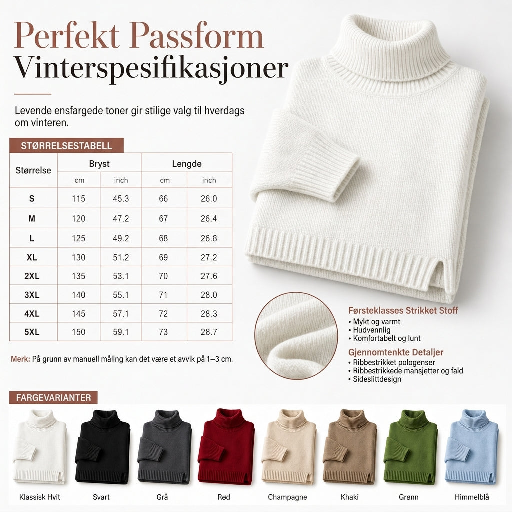 Løst strikket turtleneck-gensere for kvinner