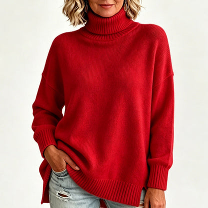 Løst strikket turtleneck-gensere for kvinner