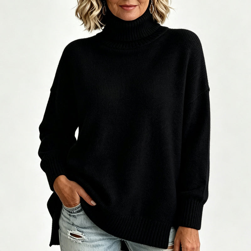 Løst strikket turtleneck-gensere for kvinner