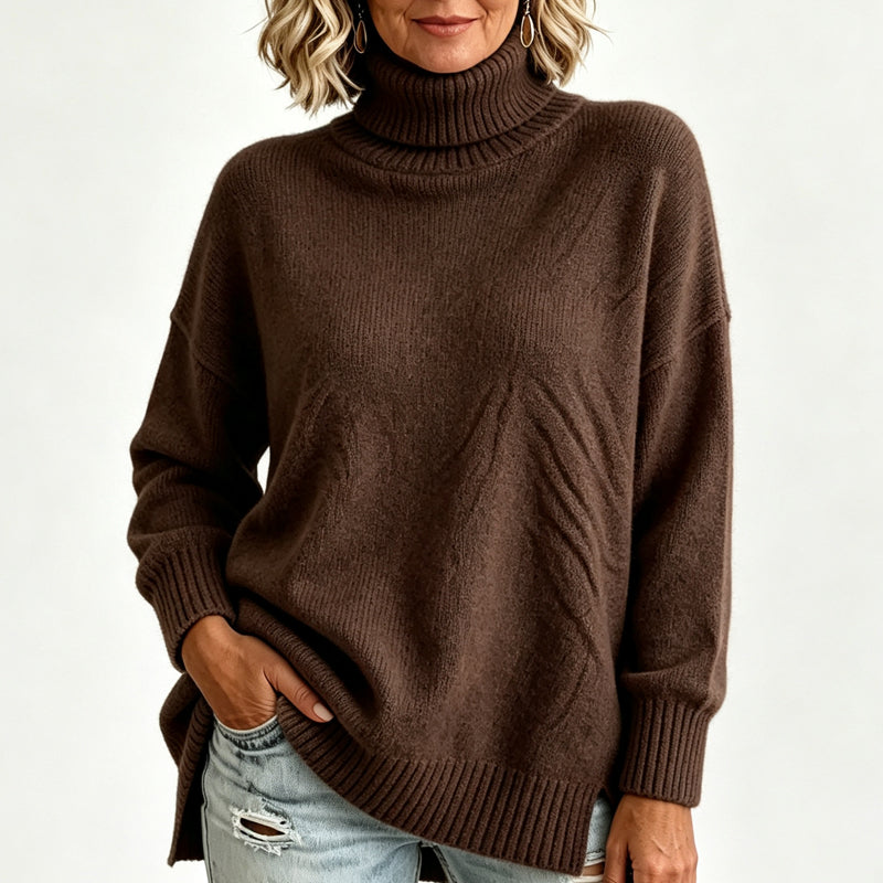 Løst strikket turtleneck-gensere for kvinner