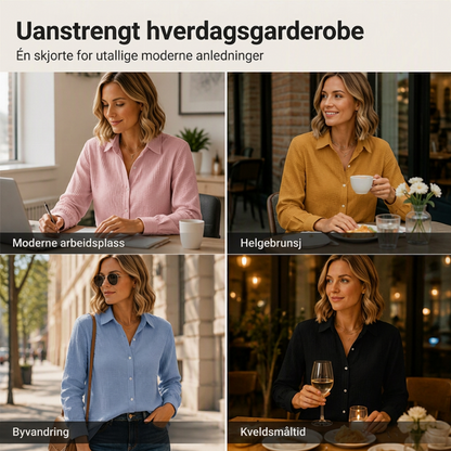 Klassisk langermet skjorte med knapper for kvinner