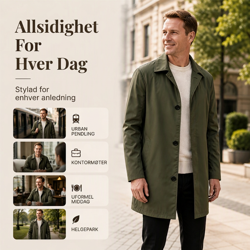 Herre minimalistisk enkeltknadd midtlang kåpe