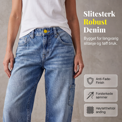 Jeans for kvinner, uformell, løs passform, rette ben