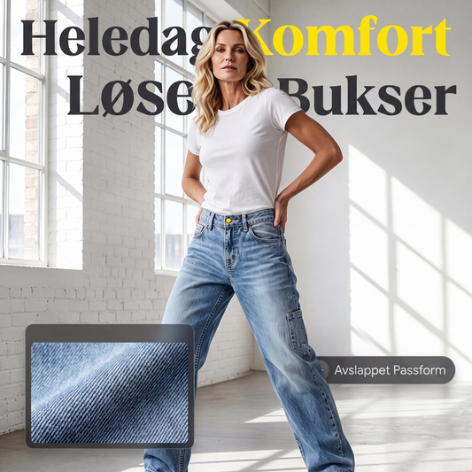 Jeans for kvinner, uformell, løs passform, rette ben