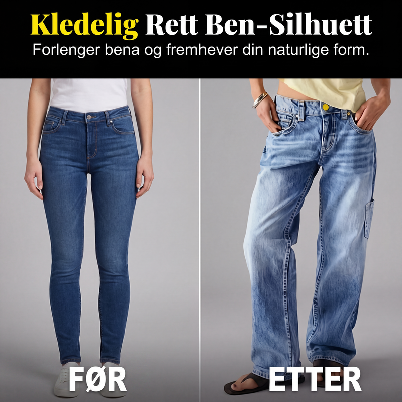 Jeans for kvinner, uformell, løs passform, rette ben