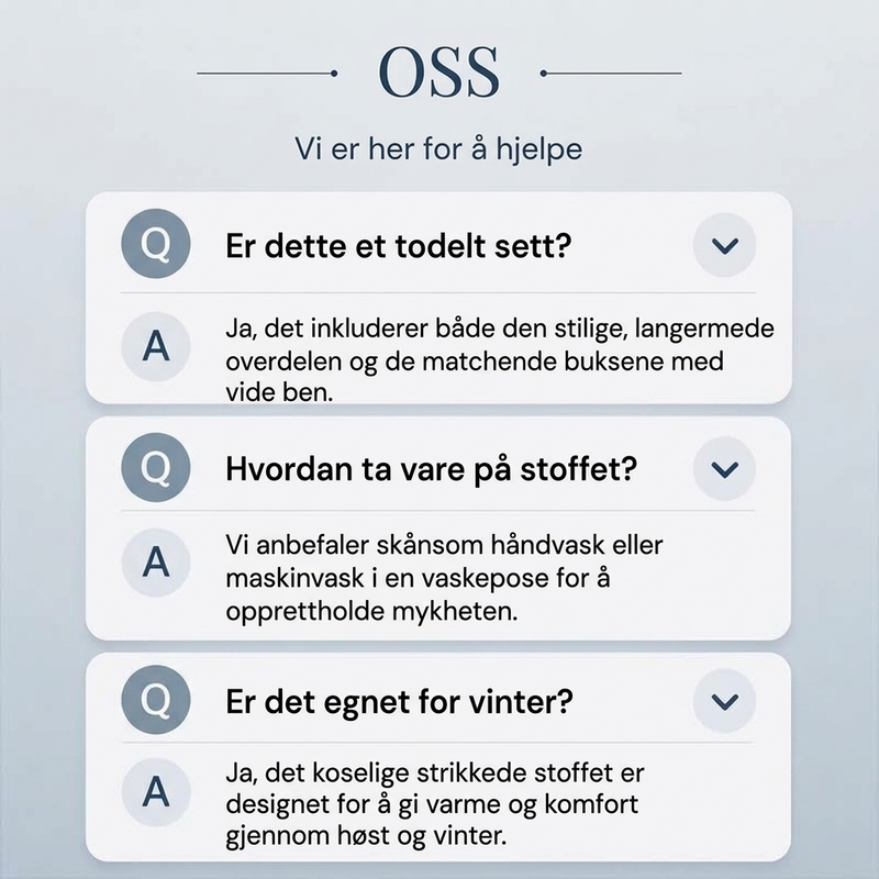 Damesett med stripet topps med mock neck og bredbuksdeksel