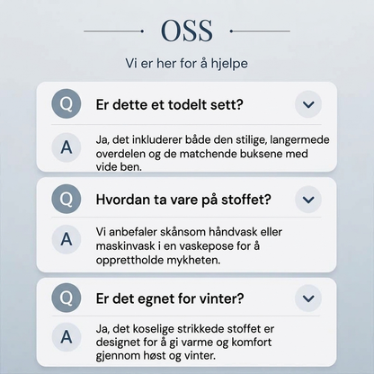 Damesett med stripet topps med mock neck og bredbuksdeksel