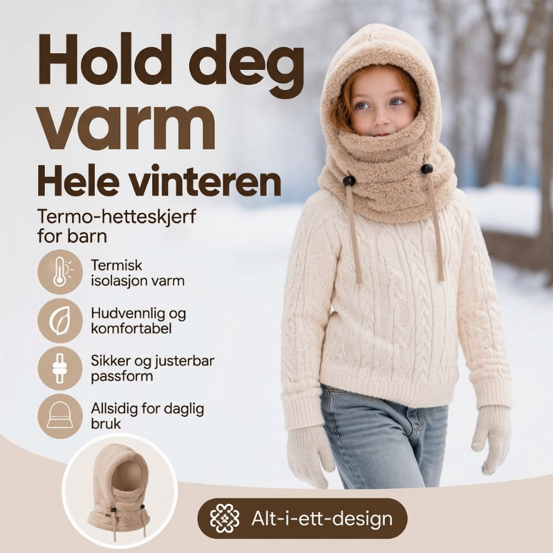 Vindtett og isolerende sykkelhette i balaklava-modell for barn