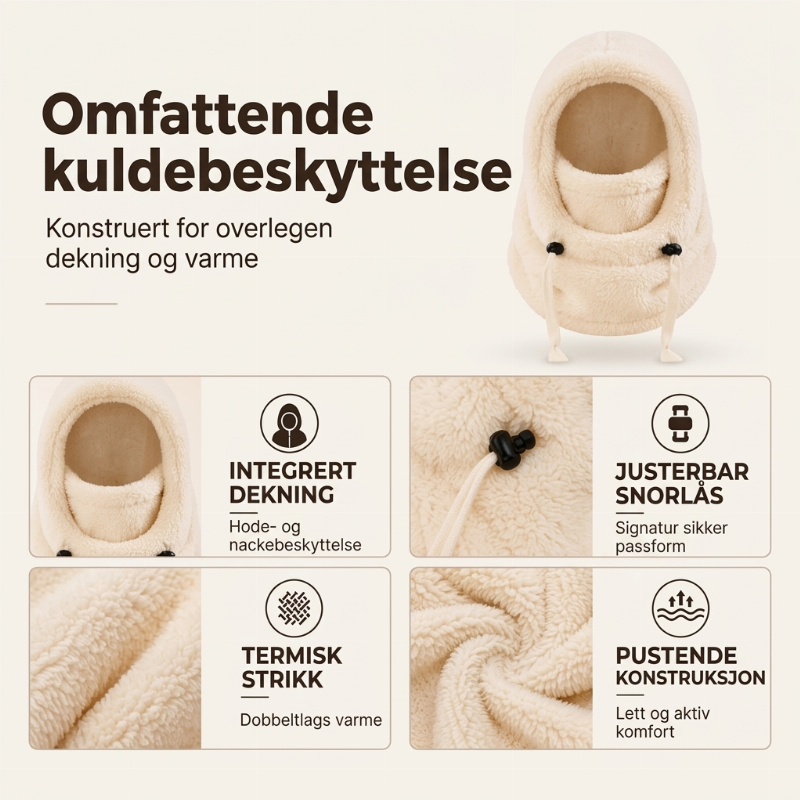 Vindtett og isolerende sykkelhette i balaklava-modell for barn