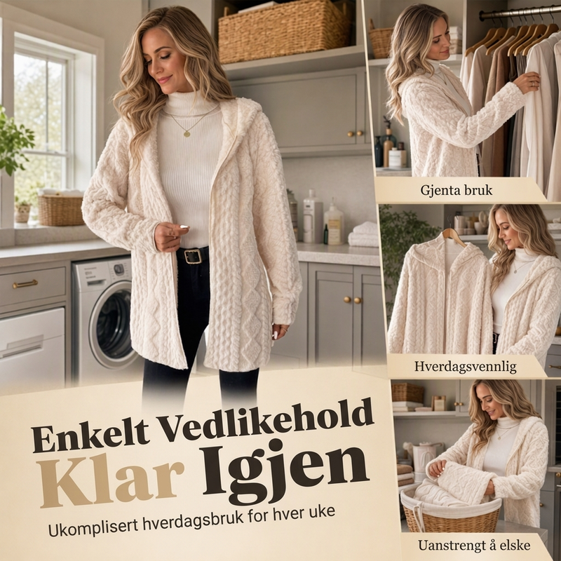 Dame uformell plysj jakke med hette