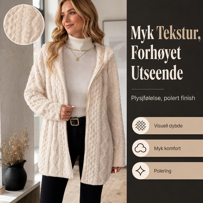 Dame uformell plysj jakke med hette