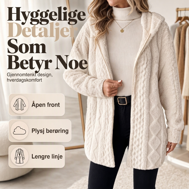 Dame uformell plysj jakke med hette