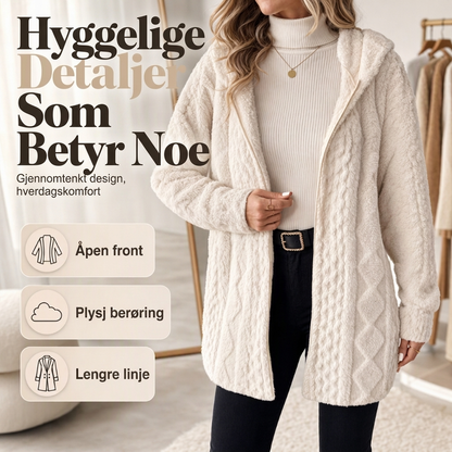 Dame uformell plysj jakke med hette