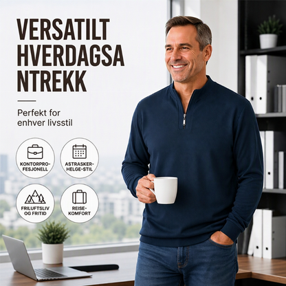 Halvglidelås ribbet herresweatshirt med varm fôr