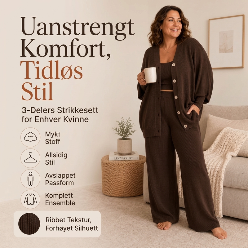3-delers strikkesett for damer ⚡Gratis frakt⚡